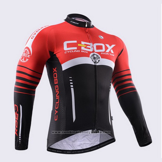 2015 Maillot Cyclisme Fox Cyclingbox Noir et Rouge Manches Longues et Cuissard