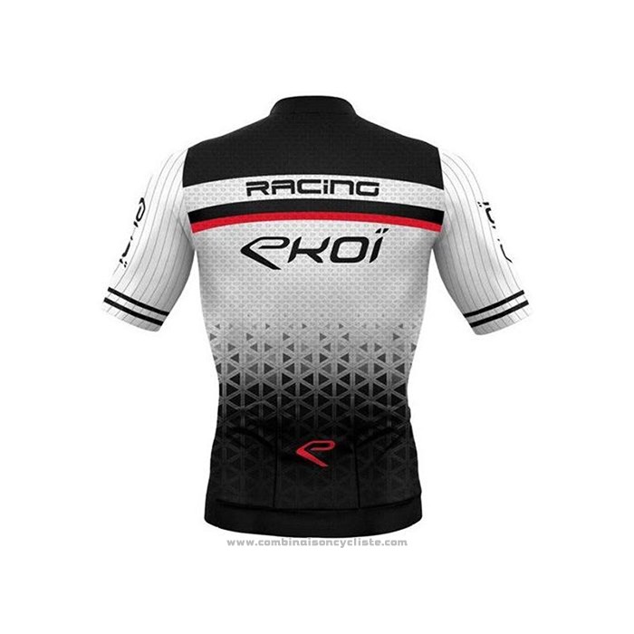 2020 Maillot Cyclisme EKOI Blanc Noir Manches Courtes et Cuissard