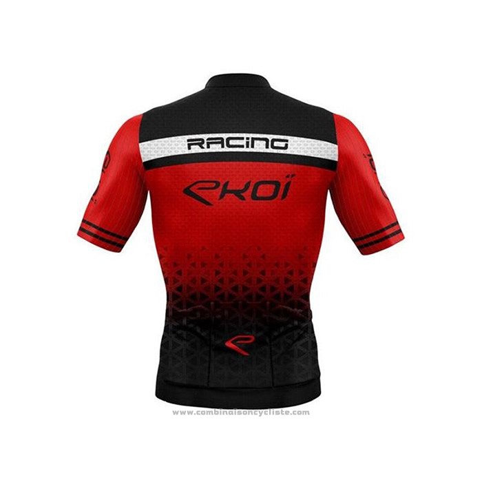 2020 Maillot Cyclisme EKOI Noir Rouge Manches Courtes et Cuissard