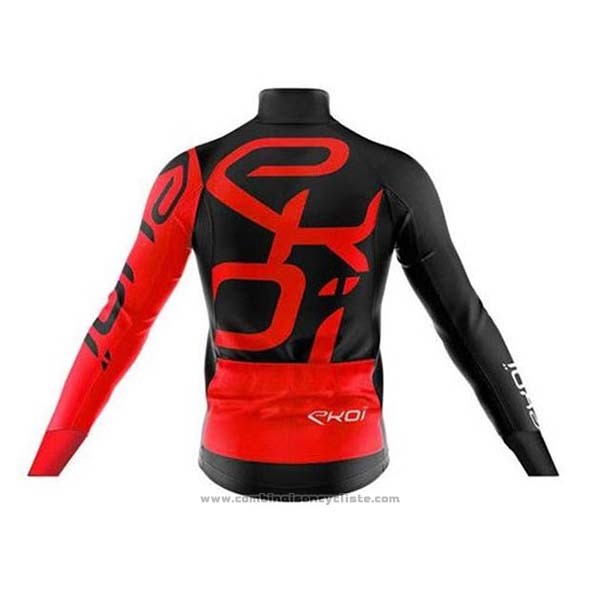2020 Maillot Cyclisme EKOI Noir Rouge Manches Longues et Cuissard