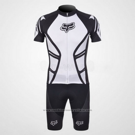 2011 Maillot Cyclisme Fox Blanc et Noir Manches Courtes et Cuissard