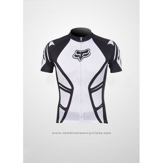 2011 Maillot Cyclisme Fox Blanc et Noir Manches Courtes et Cuissard