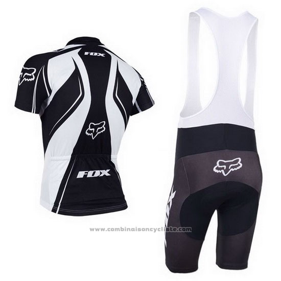 2013 Maillot Cyclisme Fox Blanc et Noir Manches Courtes et Cuissard