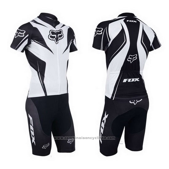 2013 Maillot Cyclisme Fox Blanc et Noir Manches Courtes et Cuissard