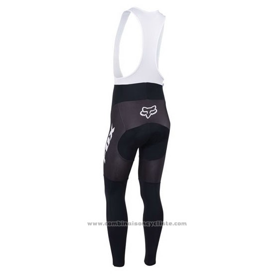 2013 Maillot Cyclisme Fox Blanc et Noir Manches Longues et Cuissard
