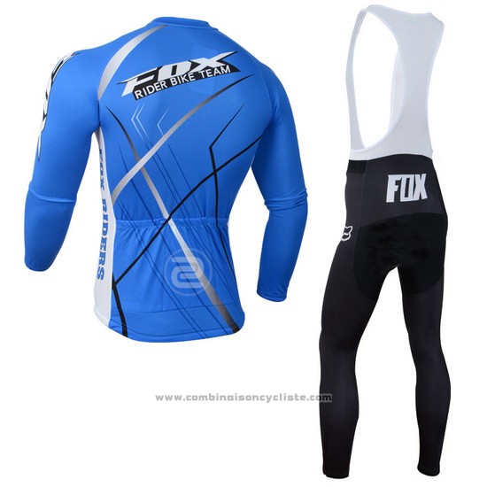 2014 Maillot Cyclisme Fox Azur Manches Longues et Cuissard