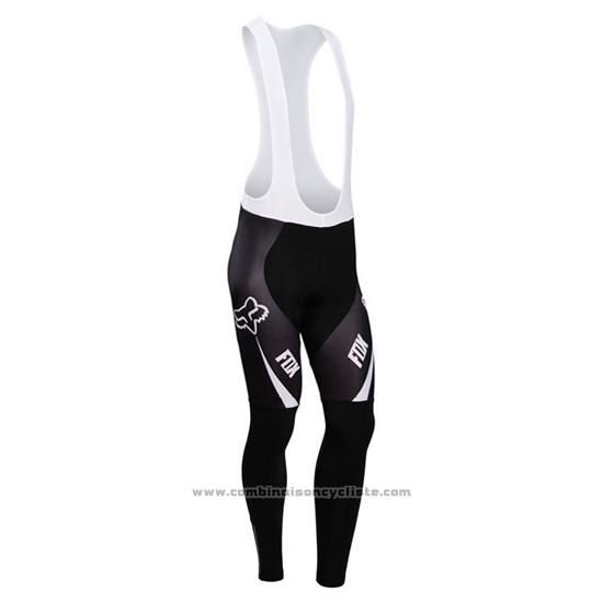 2014 Maillot Cyclisme Fox Azur et Noir Manches Longues et Cuissard