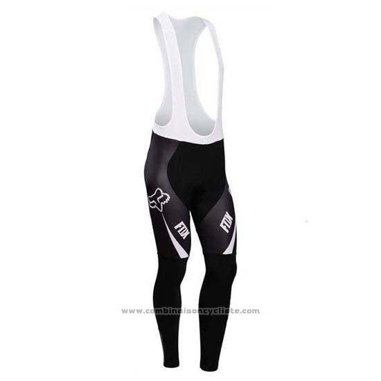 2014 Maillot Cyclisme Fox Blanc et Noir Manches Longues et Cuissard