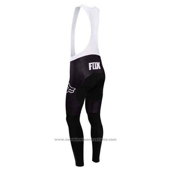 2014 Maillot Cyclisme Fox Blanc et Noir Manches Longues et Cuissard