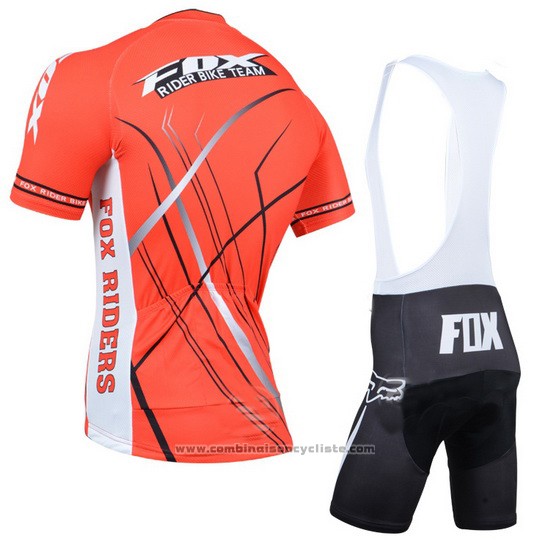 2014 Maillot Cyclisme Fox Orange Manches Courtes et Cuissard