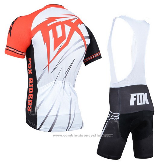 2014 Maillot Cyclisme Fox Orange et Blanc Manches Courtes et Cuissard