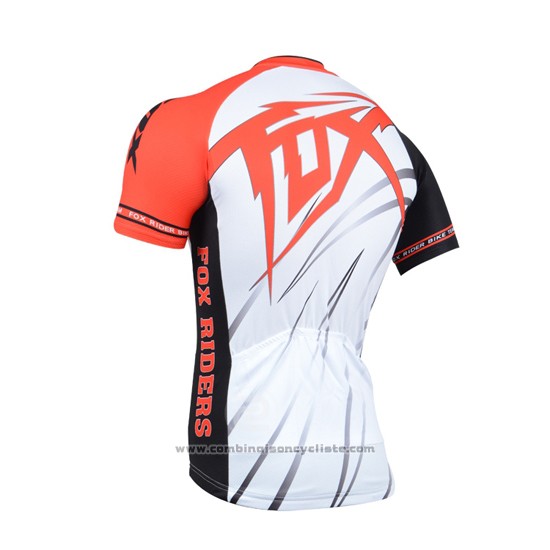 2014 Maillot Cyclisme Fox Orange et Blanc Manches Courtes et Cuissard