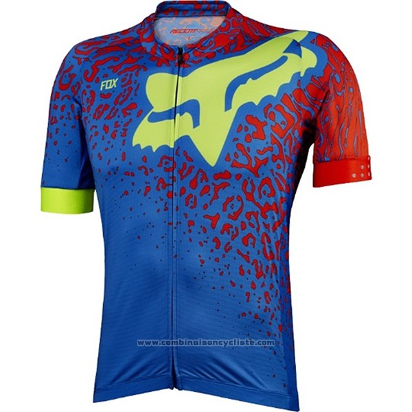 2017 Maillot Cyclisme Fox Ascent Comp Bleu Manches Courtes et Cuissard