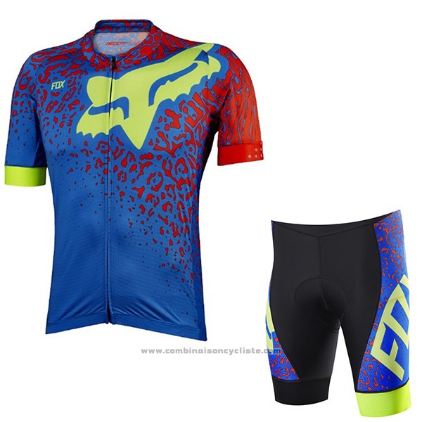2017 Maillot Cyclisme Fox Ascent Comp Bleu Manches Courtes et Cuissard