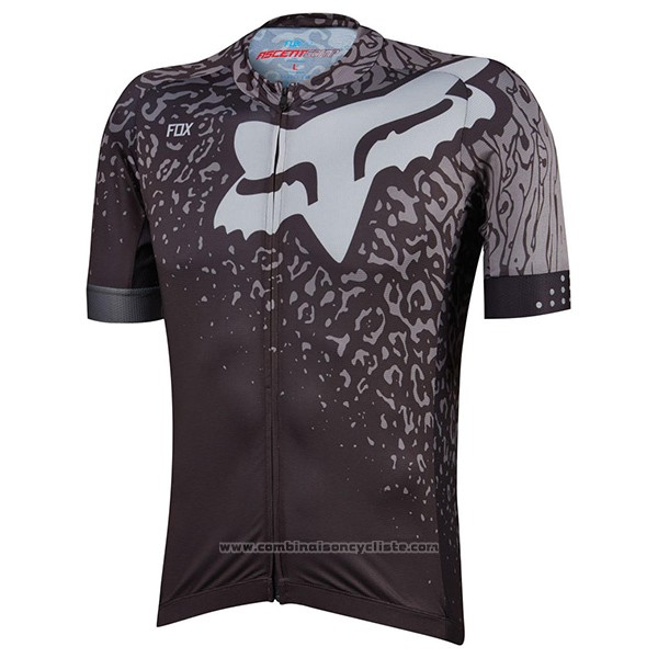 2017 Maillot Cyclisme Fox Ascent Comp Gris Manches Courtes et Cuissard