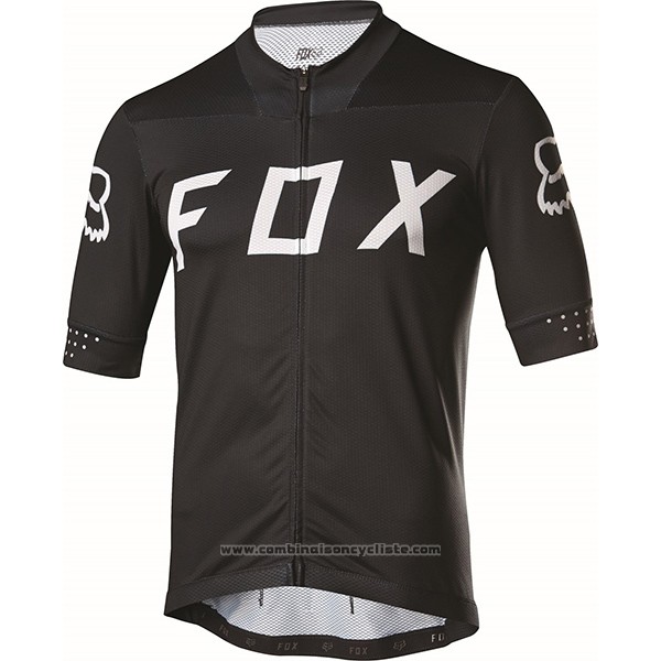 2017 Maillot Cyclisme Fox Ascent Comp Noir Manches Courtes et Cuissard