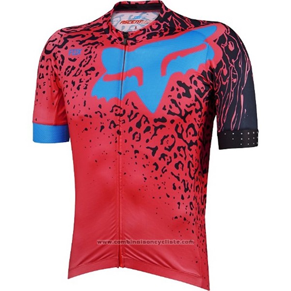 2017 Maillot Cyclisme Fox Ascent Comp Rouge Manches Courtes et Cuissard