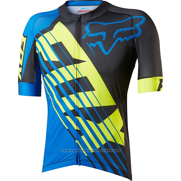 2017 Maillot Cyclisme Fox Le Savant Bleu Manches Courtes et Cuissard