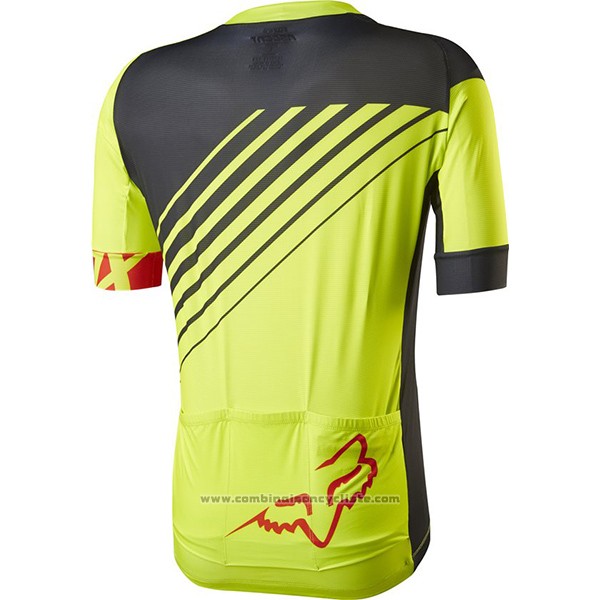 2017 Maillot Cyclisme Fox Le Savant Jaune Manches Courtes et Cuissard