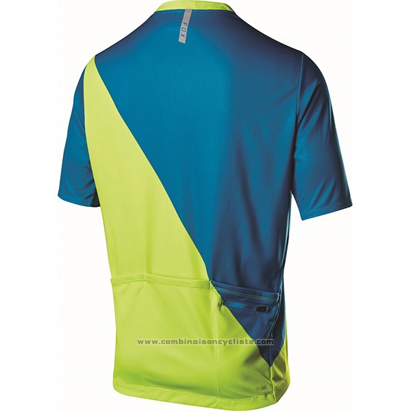 2017 Maillot Cyclisme Fox Livewire Bleu et Vert Manches Courtes et Cuissard