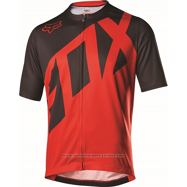 2017 Maillot Cyclisme Fox Livewire Noir et Rouge Manches Courtes et Cuissard