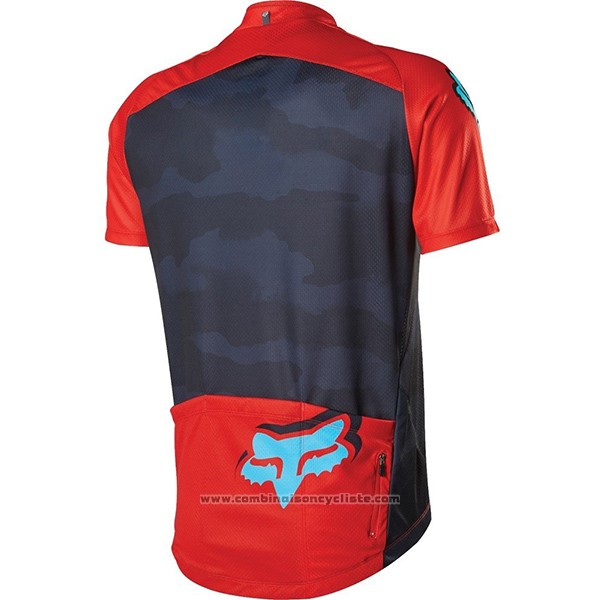 2017 Maillot Cyclisme Fox Livewire Rouge Manches Courtes et Cuissard