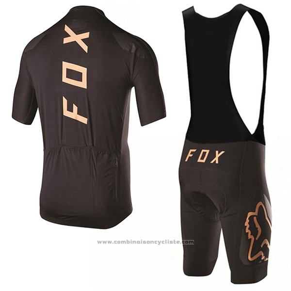 2017 Maillot Cyclisme Fox Noir Manches Courtes et Cuissard