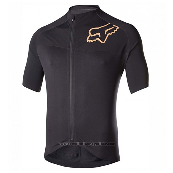 2017 Maillot Cyclisme Fox Noir Manches Courtes et Cuissard