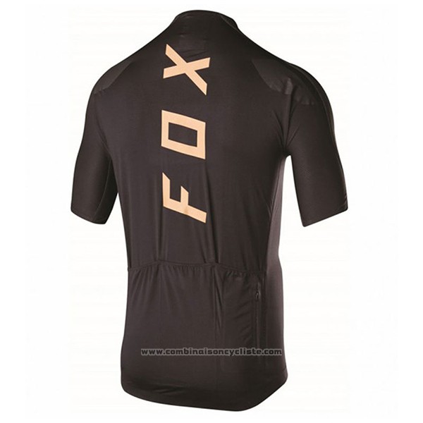 2017 Maillot Cyclisme Fox Noir Manches Courtes et Cuissard