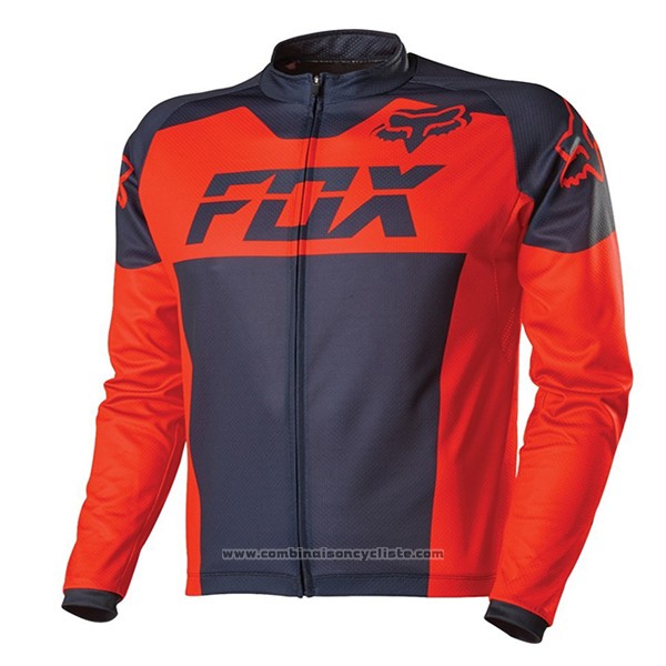 2017 Maillot Cyclisme Fox Noir et Rouge Manches Courtes et Cuissard