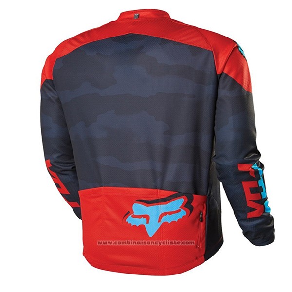 2017 Maillot Cyclisme Fox Rouge et Noir Manches Courtes et Cuissard