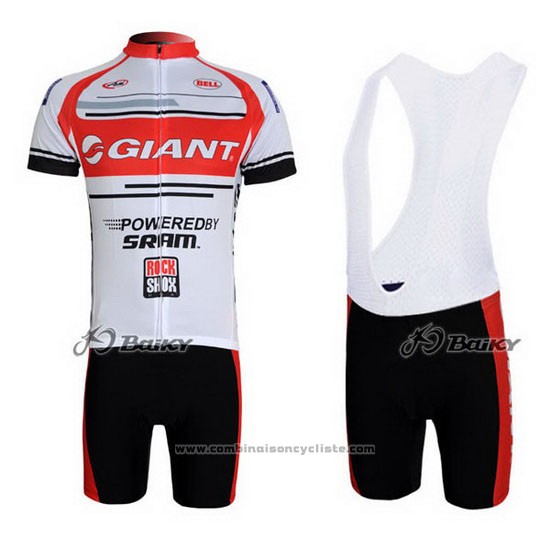 2011 Maillot Cyclisme Giant Blanc et Rouge Manches Courtes et Cuissard