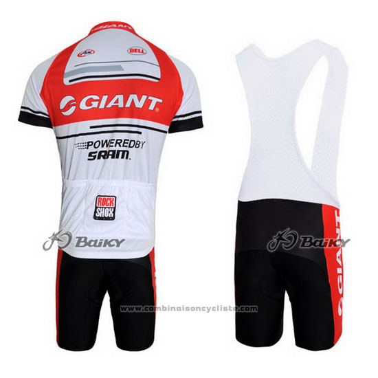 2011 Maillot Cyclisme Giant Blanc et Rouge Manches Courtes et Cuissard