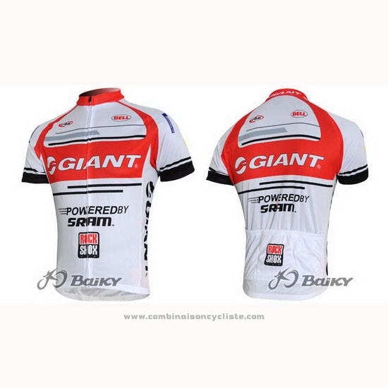 2011 Maillot Cyclisme Giant Blanc et Rouge Manches Courtes et Cuissard