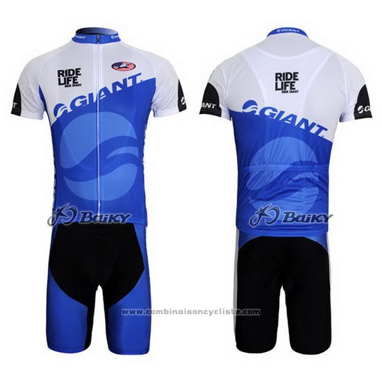 2011 Maillot Cyclisme Giant Bleu et Blanc Manches Courtes et Cuissard