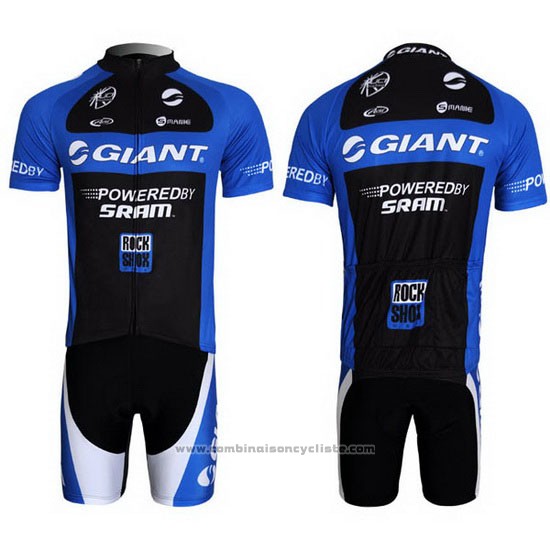 2011 Maillot Cyclisme Giant Bleu et Noir Manches Courtes et Cuissard