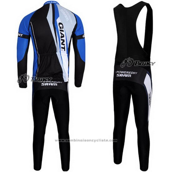 2011 Maillot Cyclisme Giant Noir Bleu Manches Longues et Cuissard