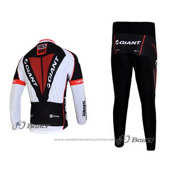 2011 Maillot Cyclisme Giant Noir et Blanc Manches Longues et Cuissard
