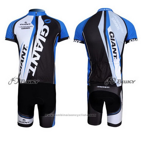 2011 Maillot Cyclisme Giant Noir et Bleu Manches Courtes et Cuissard