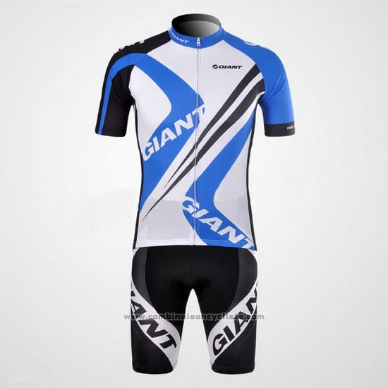 2012 Maillot Cyclisme Giant Blanc et Azur Manches Courtes et Cuissard