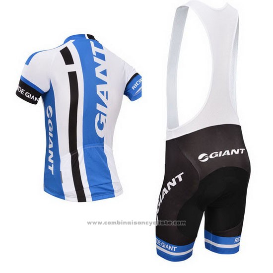 2013 Maillot Cyclisme Giant Blanc et Azur Manches Courtes et Cuissard