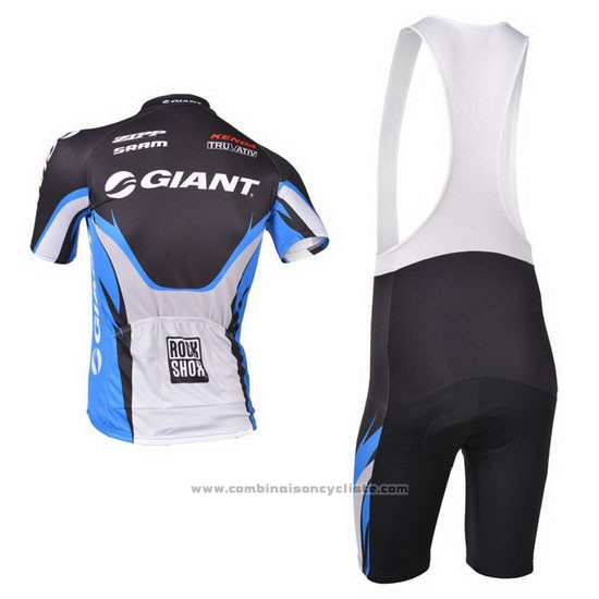 2013 Maillot Cyclisme Giant Bleu et Noir Manches Courtes et Cuissard