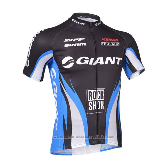 2013 Maillot Cyclisme Giant Bleu et Noir Manches Courtes et Cuissard