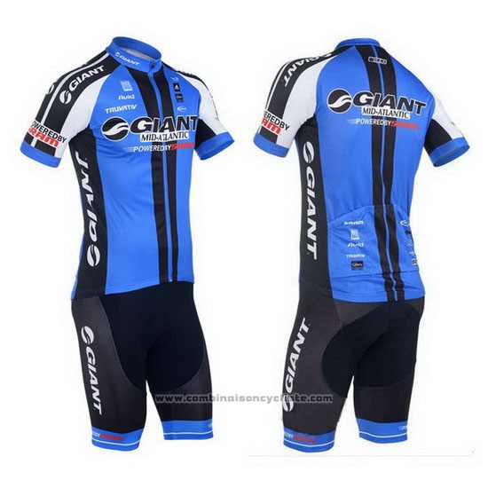 2013 Maillot Cyclisme Giant Noir et Bleu Manches Courtes et Cuissard