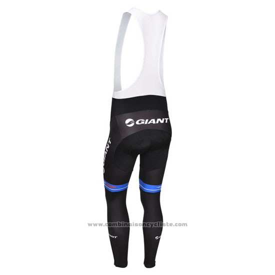 2013 Maillot Cyclisme Giant Noir et Bleu Manches Longues et Cuissard