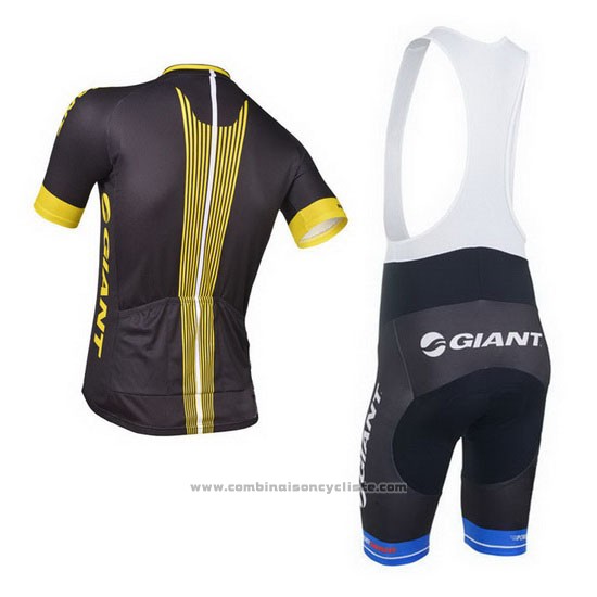 2013 Maillot Cyclisme Giant Noir et Jaune Manches Courtes et Cuissard