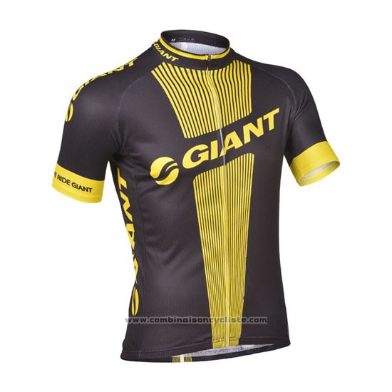 2013 Maillot Cyclisme Giant Noir et Jaune Manches Courtes et Cuissard