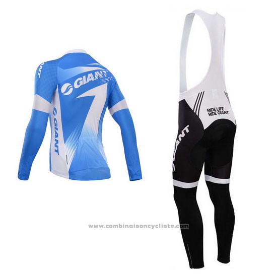 2014 Maillot Cyclisme Giant Azur Manches Longues et Cuissard