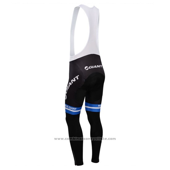 2014 Maillot Cyclisme Giant Blanc et Azur Manches Longues et Cuissard