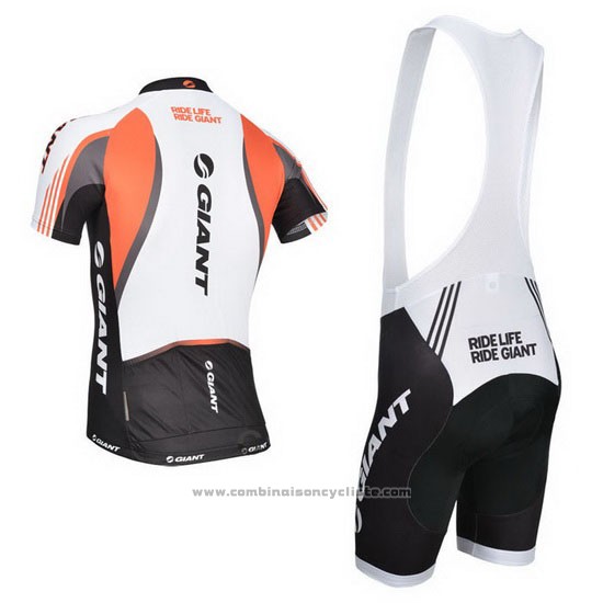 2014 Maillot Cyclisme Giant Blanc et Noir Manches Courtes et Cuissard
